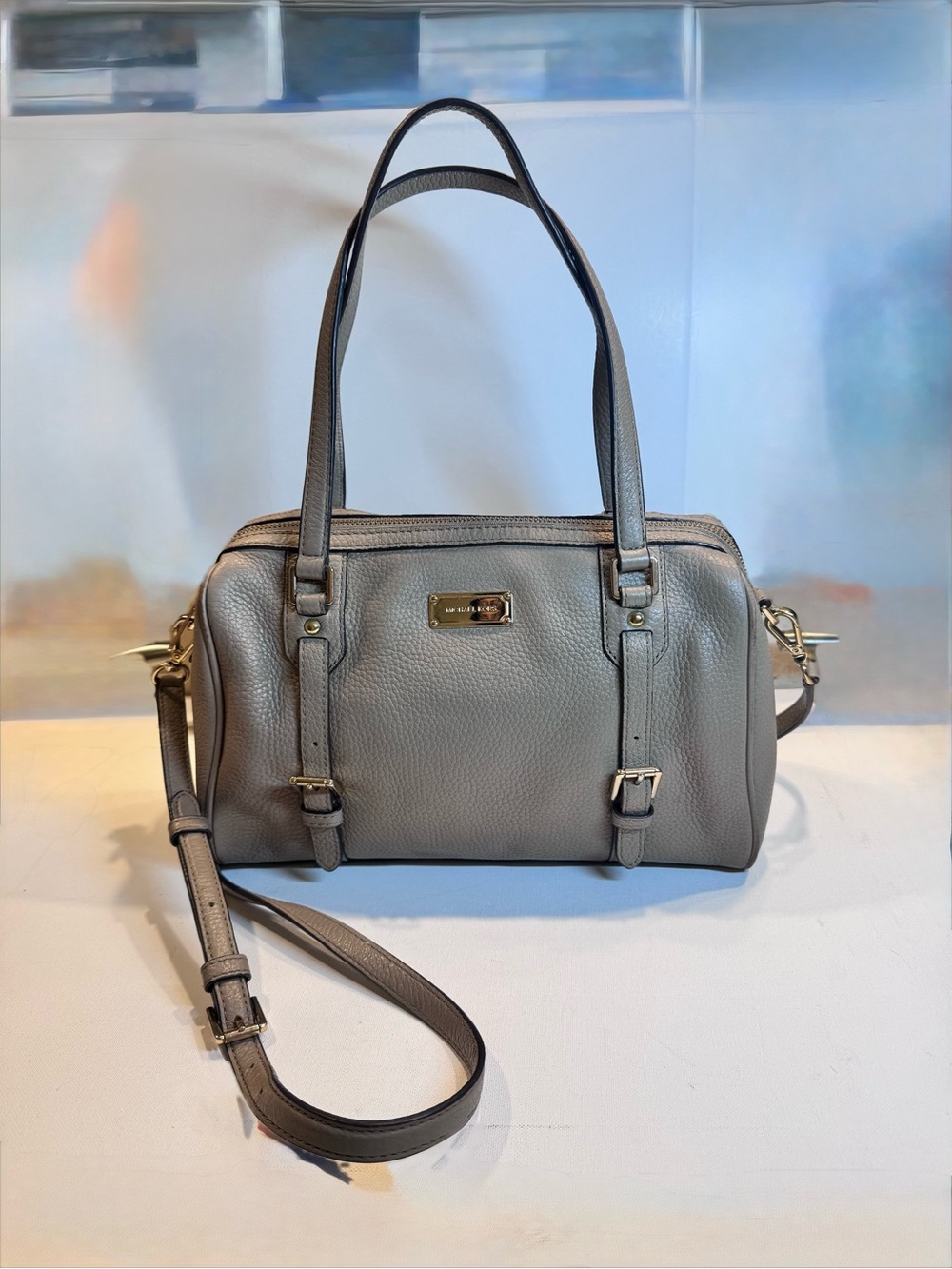 Michael Kors Pebbled Leather Shoulder Bag in Taupe